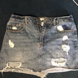 Forever 21 jean ripped skirt